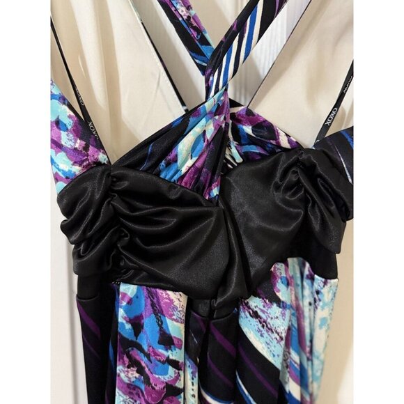 XOXO Womens Multicolor Maxi Dress Formal Gown Purple Black Medium - Picture 13 of 16